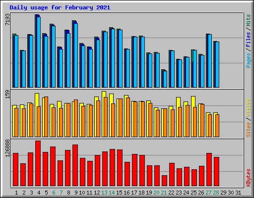 Daily usage for February 2021