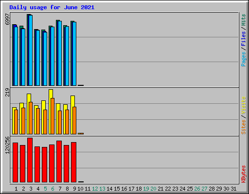 Daily usage for June 2021